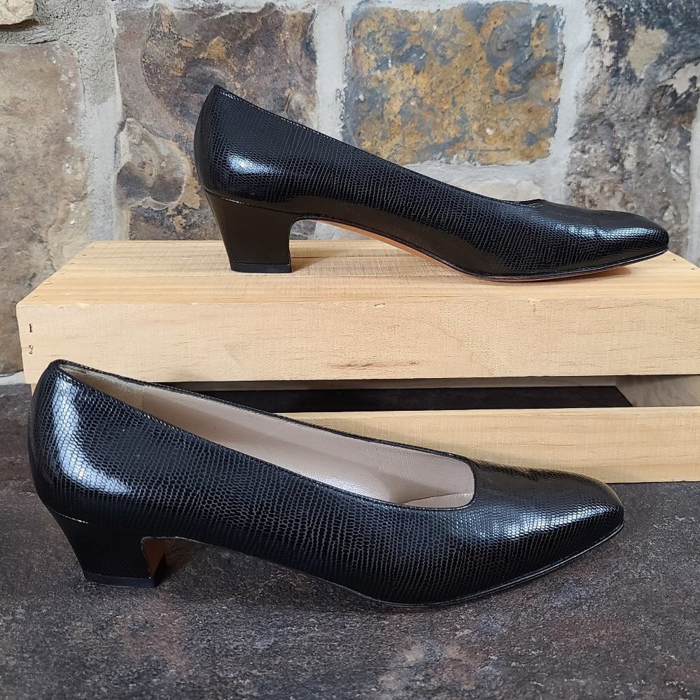 SALVATORE Ferragamo Black Vintage Heels 9.5 - Picture 3 of 9